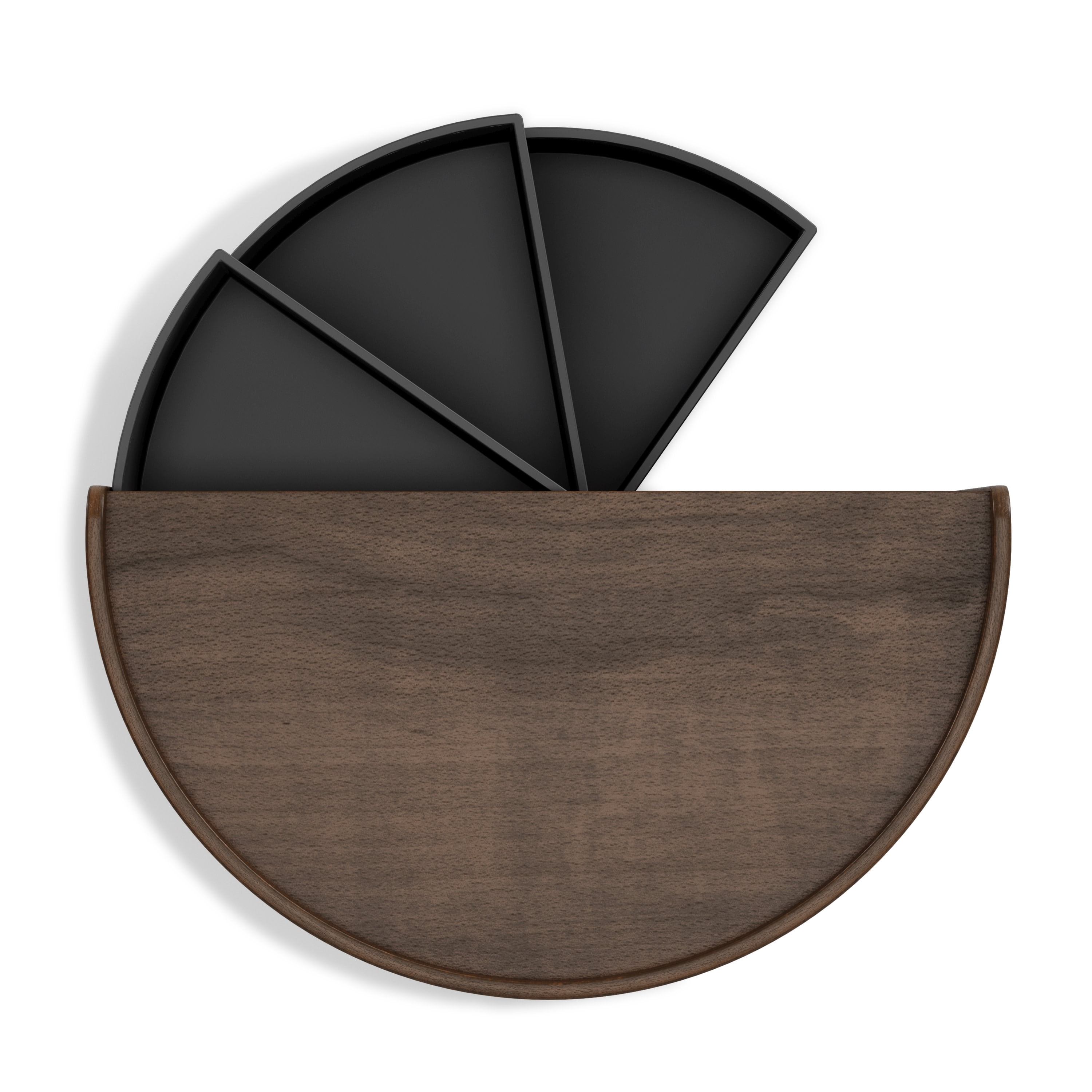 Moona Poplar Wood Revolving Jewelry Box in Black/Walnut