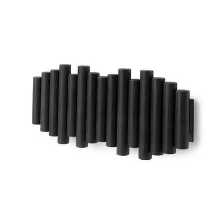 Umbra Picket Wall-Mounted Coat Rack Rail Hook with 5 Retractable Wood Pegs