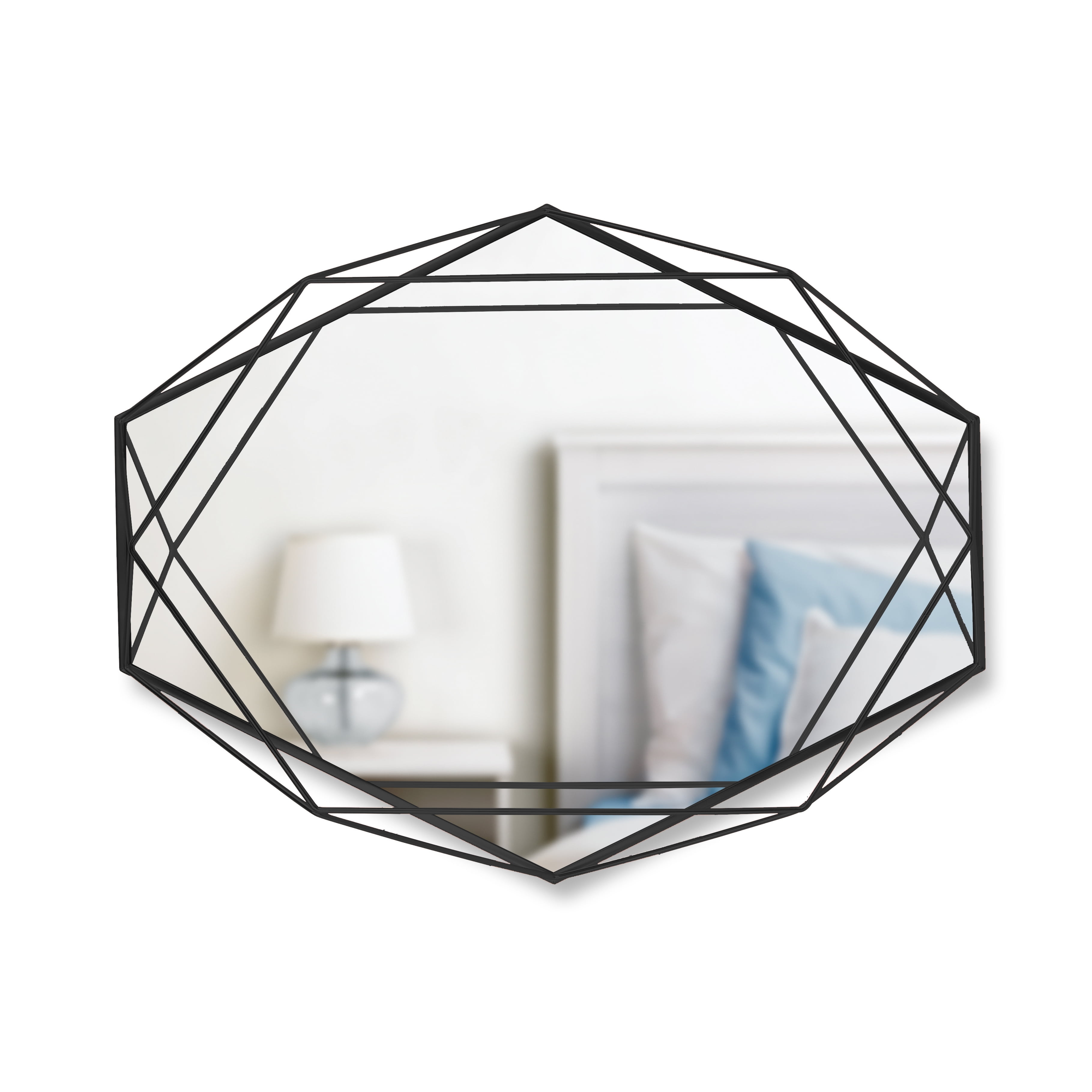 Black Geometric Wire Frame Rectangular Wall Mirror