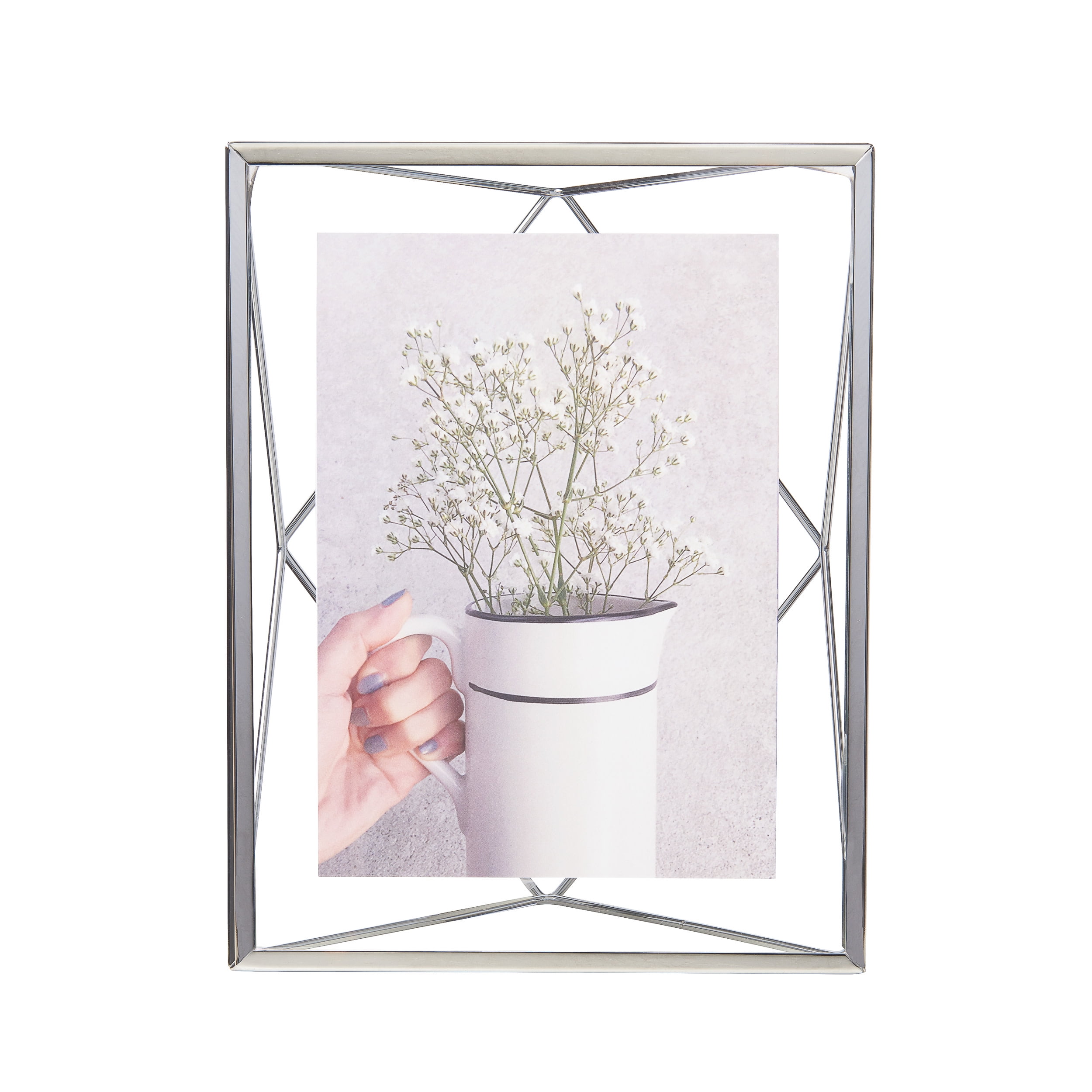 Prisma Geometric Chrome 5"x7" Floating Picture Frame