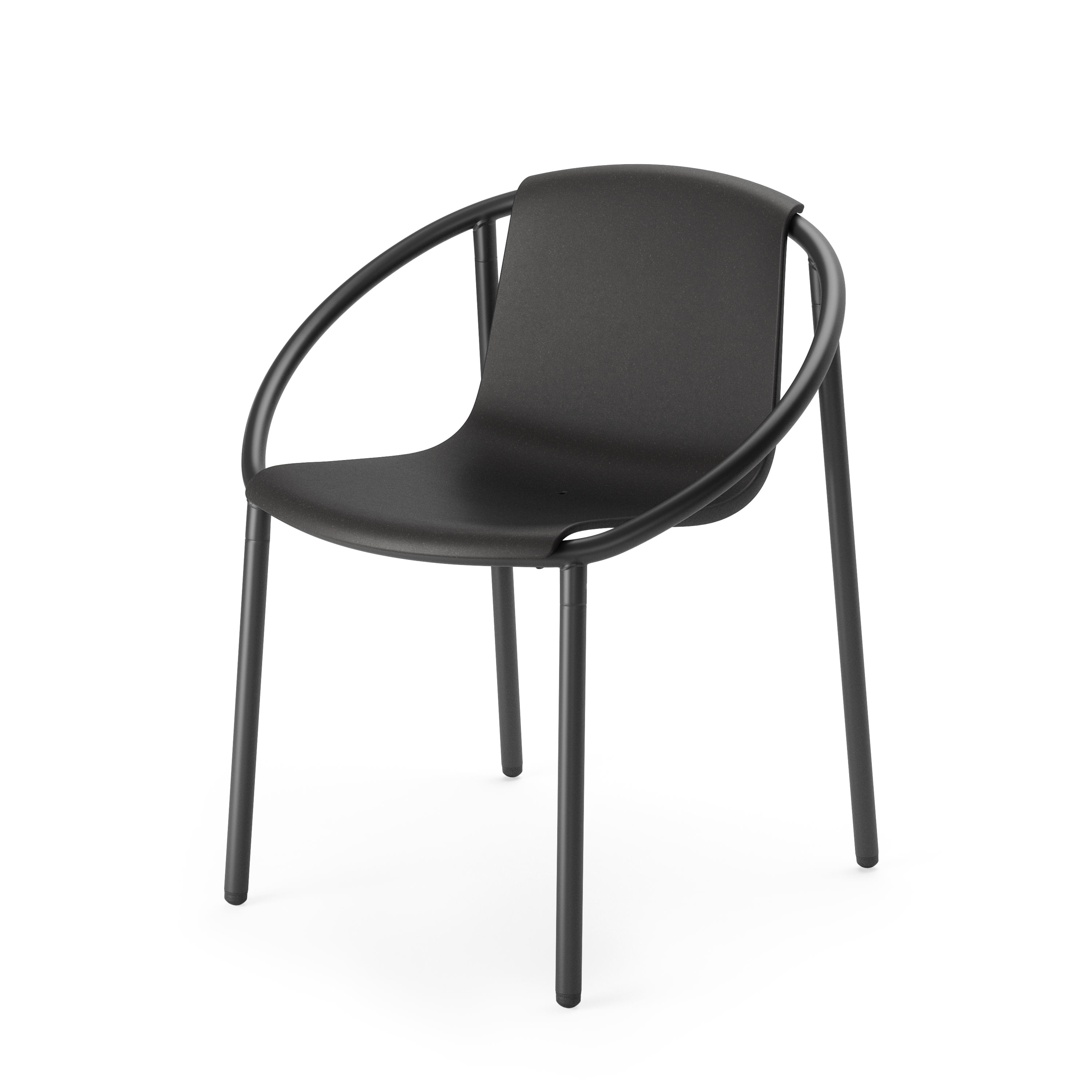 ErgoStack Black Metal and Wood Composite Outdoor Lounge Chair