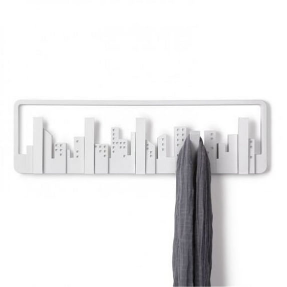 Umbra Skyline 5 Hook Modern Wall Mounted Coat Rack White