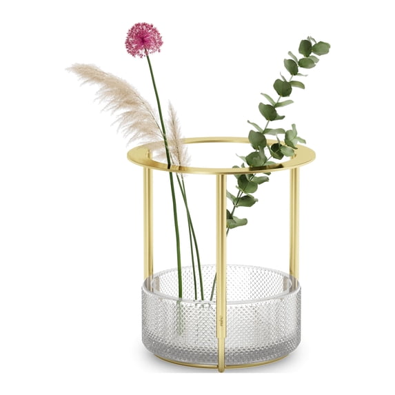 Umbra Tesora Adjustable Textured Vase Brass Glass