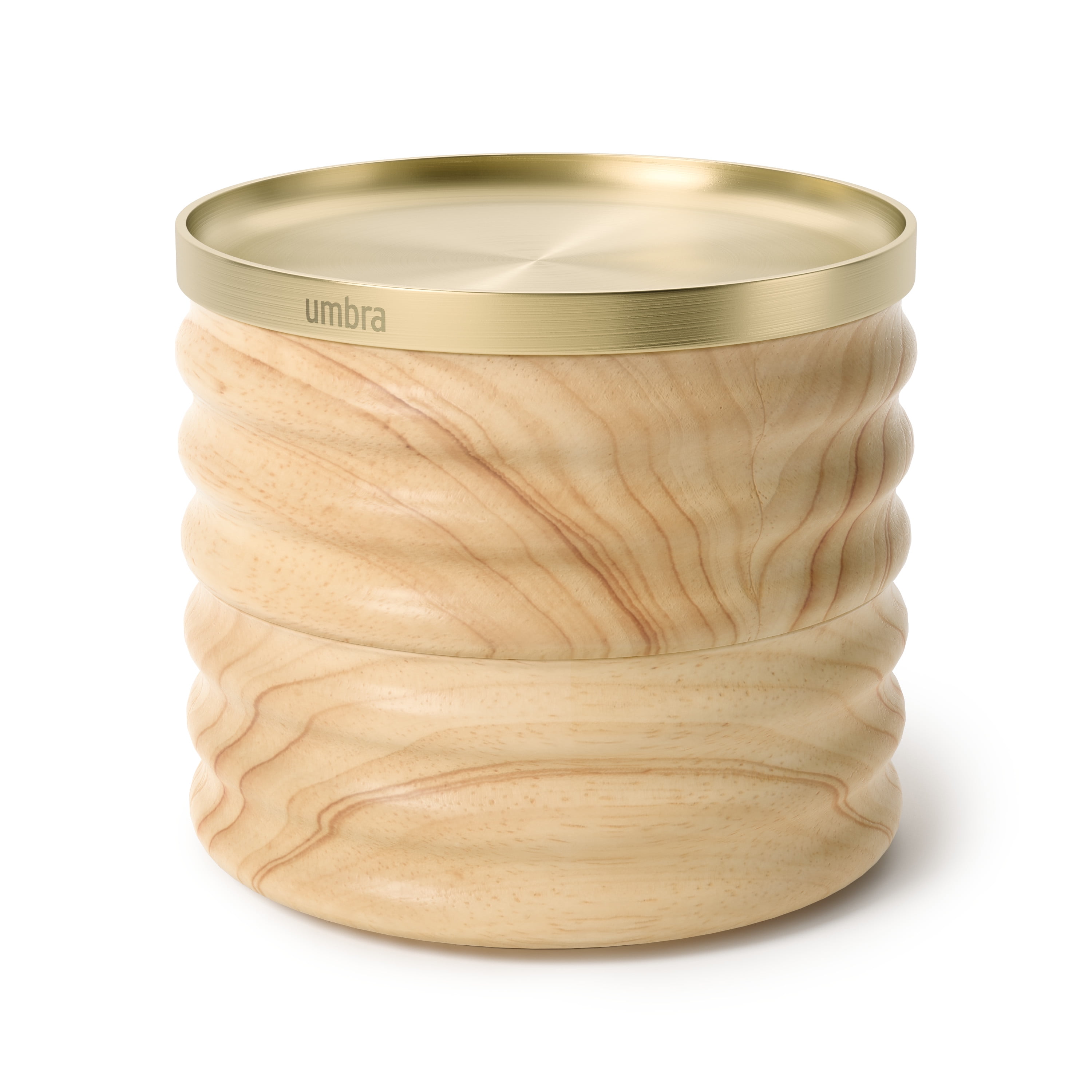 Natural Wood and Brass Two-Tier Jewelry Box