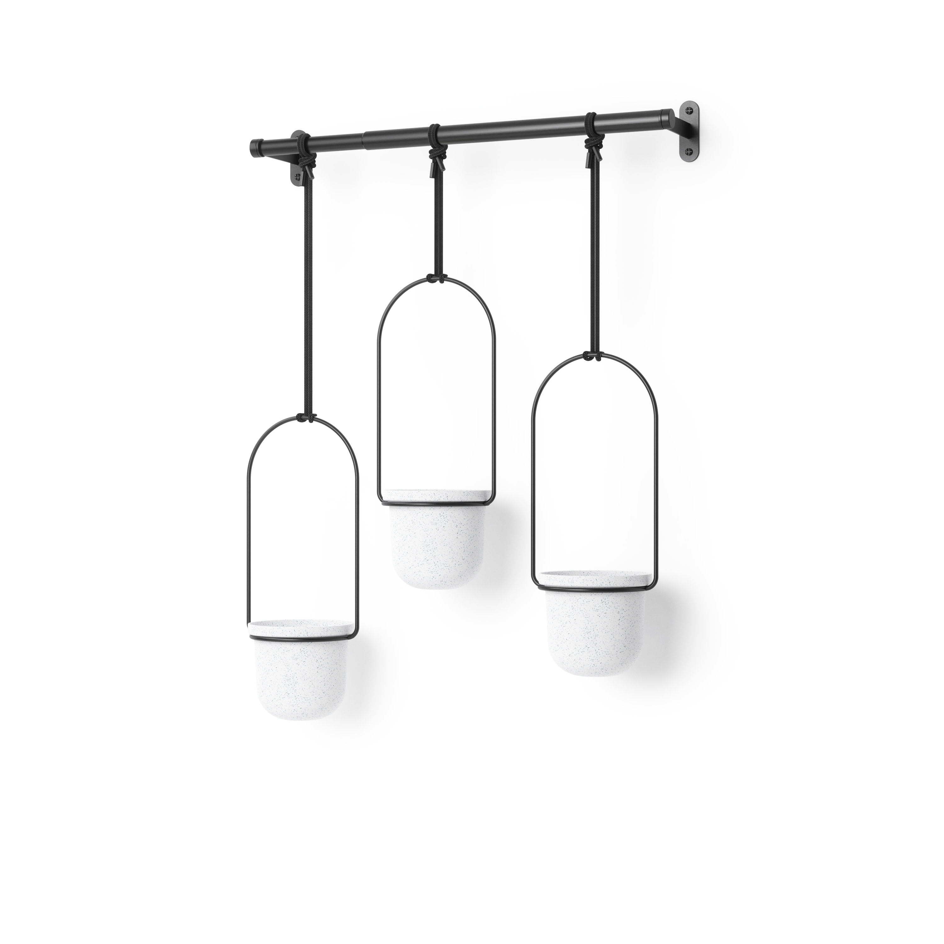 Triflora Adjustable White/Black Indoor Hanging Planter
