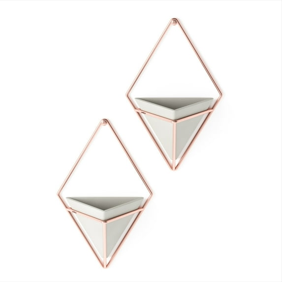 Umbra Trigg Ceramic Hanging Planter Wall Décor Set of 2 Concrete Copper