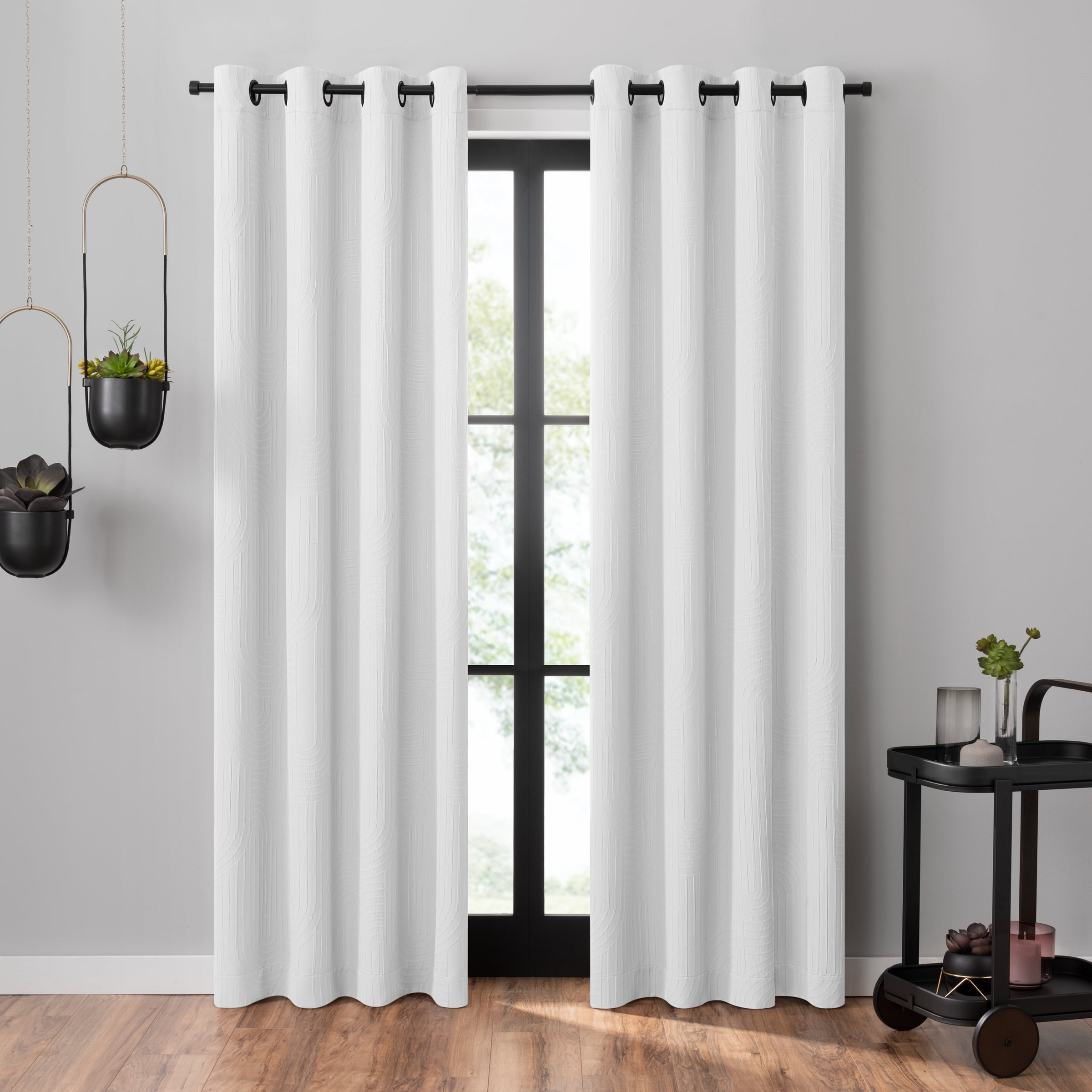 White Light-Filtering Polyester Grommet Curtain Panel 84x50