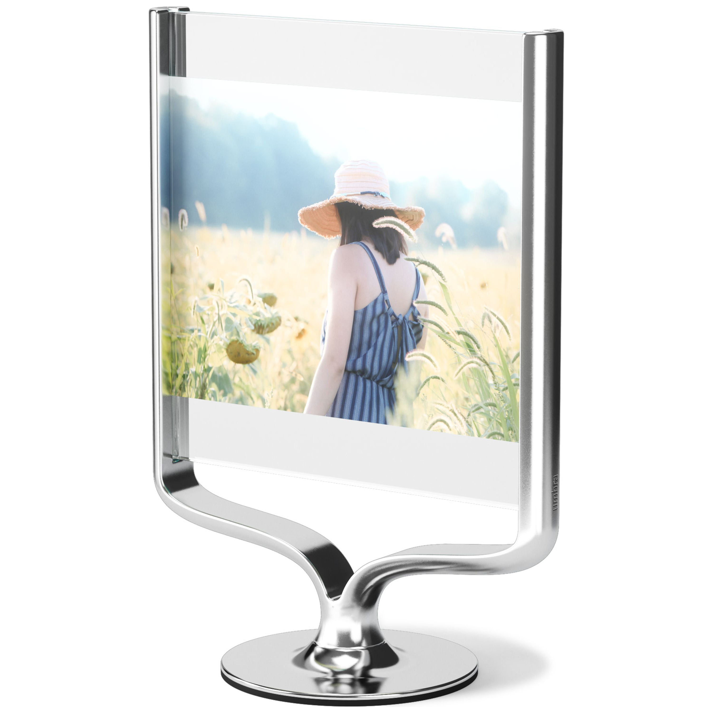Wishbone Chrome Double-Sided Floating Tabletop Picture Frame