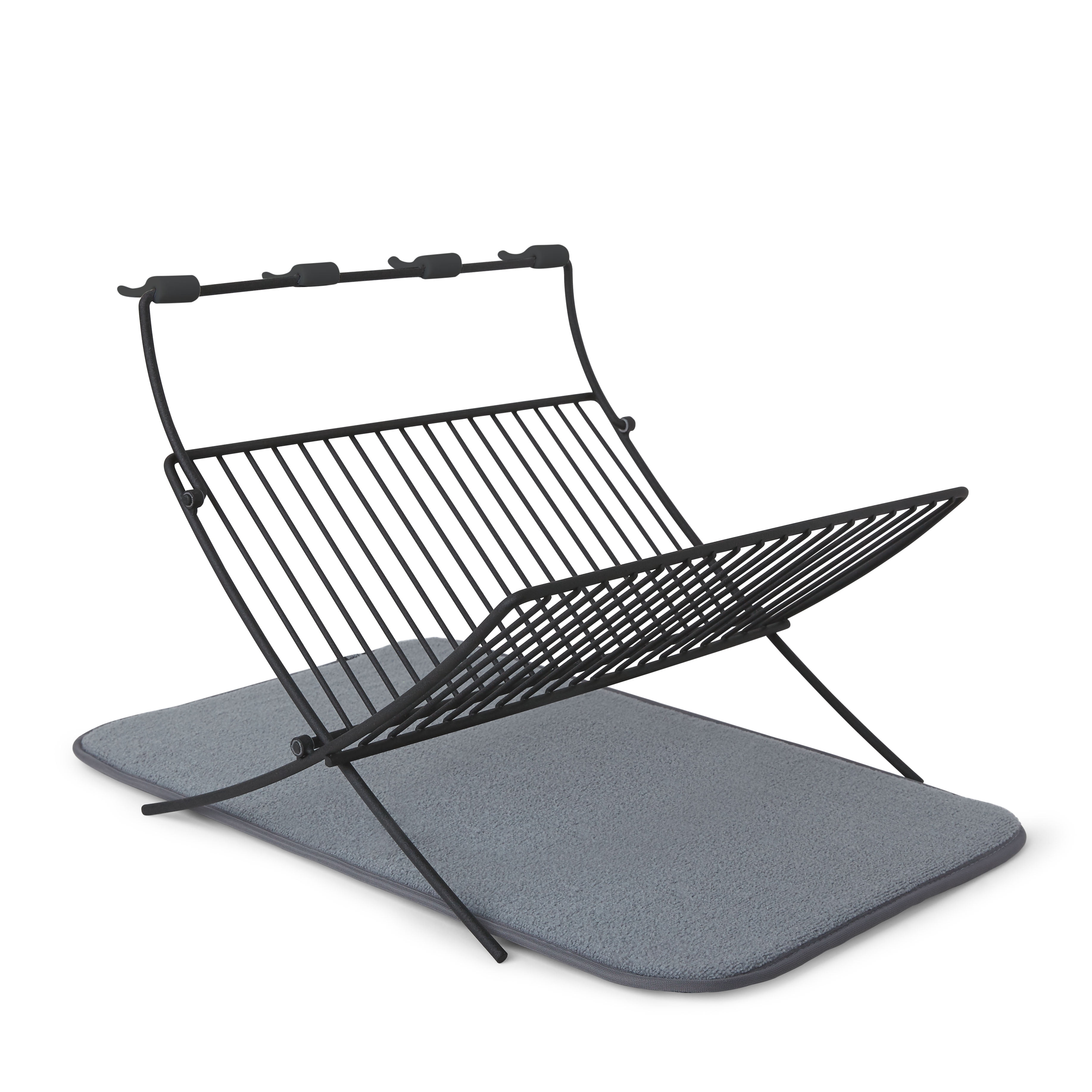 Umbra XDRY Dish Drying Rack and Microfiber Dish Mat Space Saving