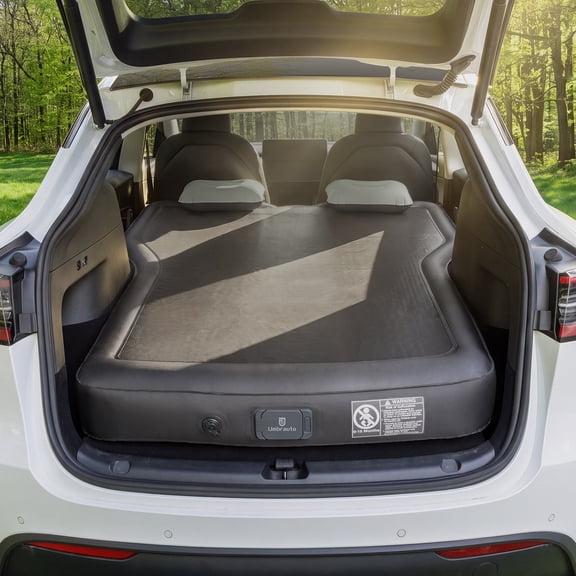 Umbrauto Custom Fit Air Mattress for Tesla Model Y/Juniper, 2026 Upgraded Drop-Stitch Tech with Built-in Pump Inflatable Camping Bed for Back Trunk, Soft Flocking Surface+Reinforced Bottom