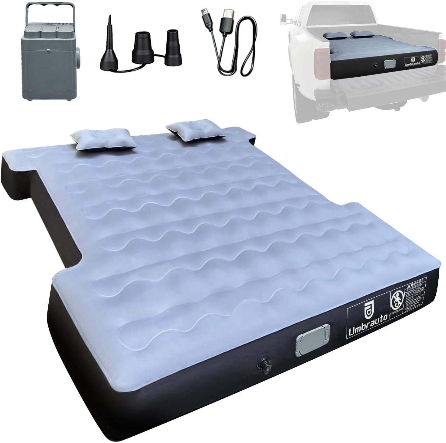 Umbrauto Truck Bed Air Mattress with Built in Pump for 5.5-5.8ft Short Beds, Upgraded Peach-Skin Surface Inflatable Airbed for Truck Tents, Camping, and Travel