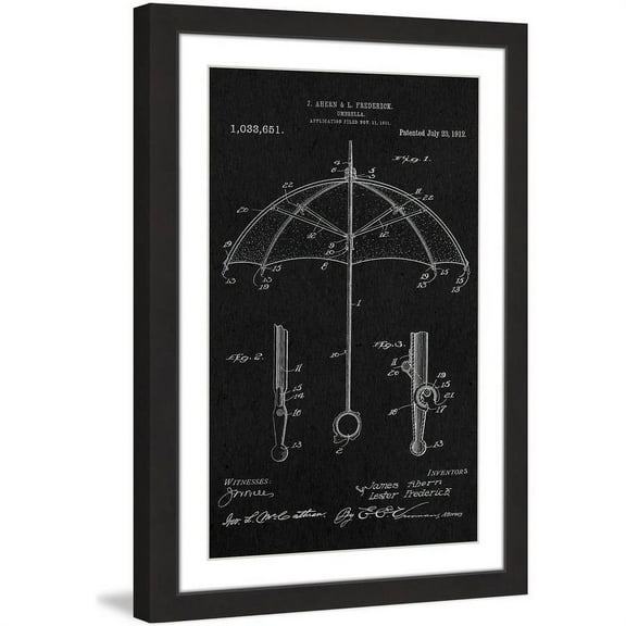 "Umbrella 1912 Black Paper" Framed Painting Print
