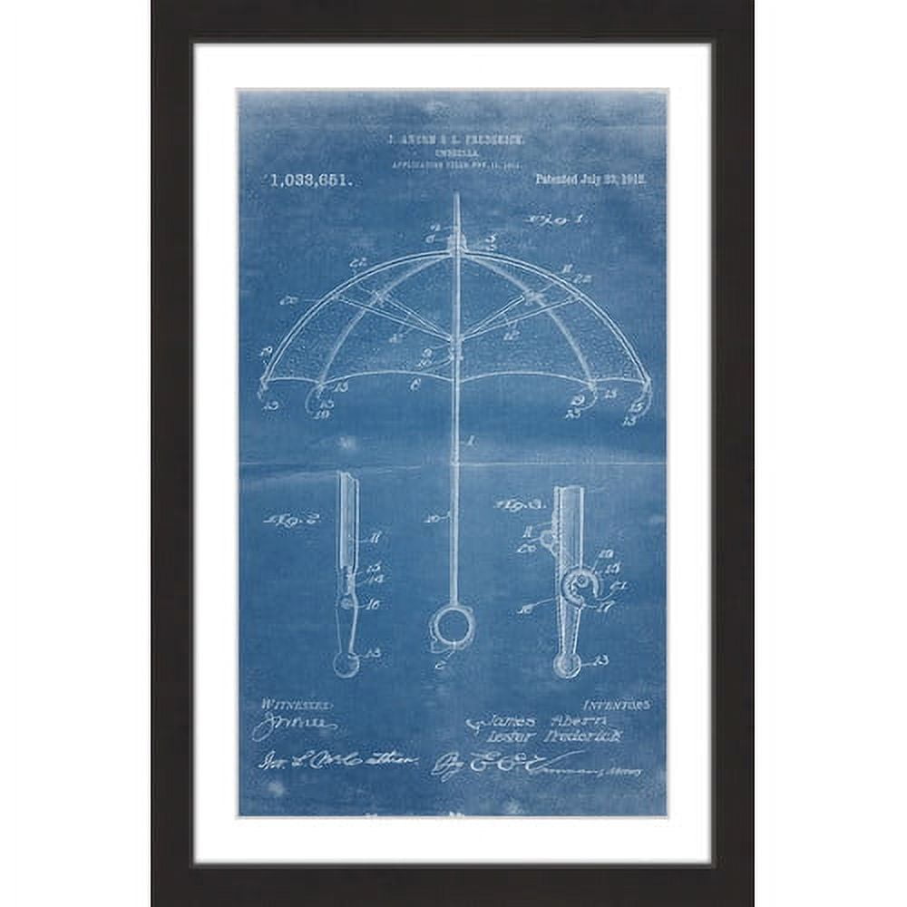 "Umbrella 1912 Blueprint" Framed Painting Print