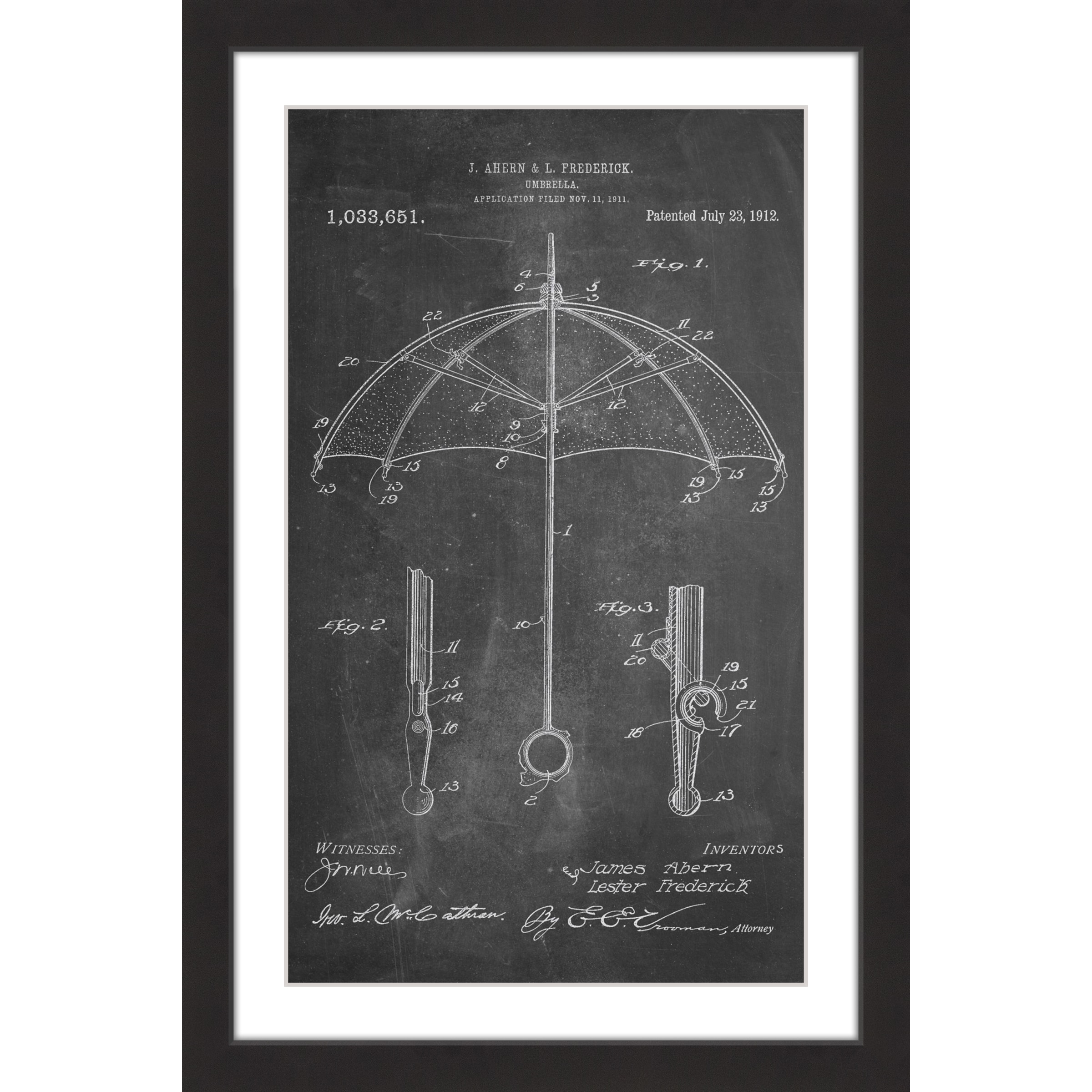 "Umbrella 1912 Chalk" Framed Painting Print