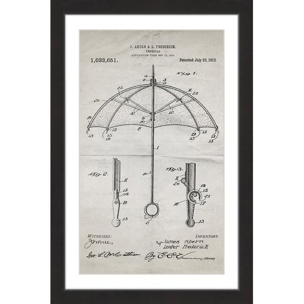 "Umbrella 1912 Old Paper" Framed Painting Print