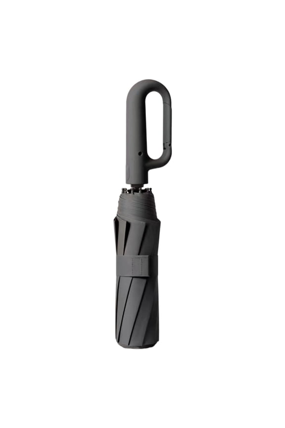 Umbrella Automatic Folding Windproof with Ring Buckle Carabiner Handle UPF 50+ Sun Protection Compact Portable Reflective Strip Travel Umbrella for Rain and Outdoor Use(Automatic-Black-106x69cm)