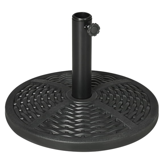 Umbrella Base 18" Heavy Duty - Patio Parasol Stand with Rattan Design, Black - Fits 1.5"/2.0" Poles - Outdoor Garden Deck