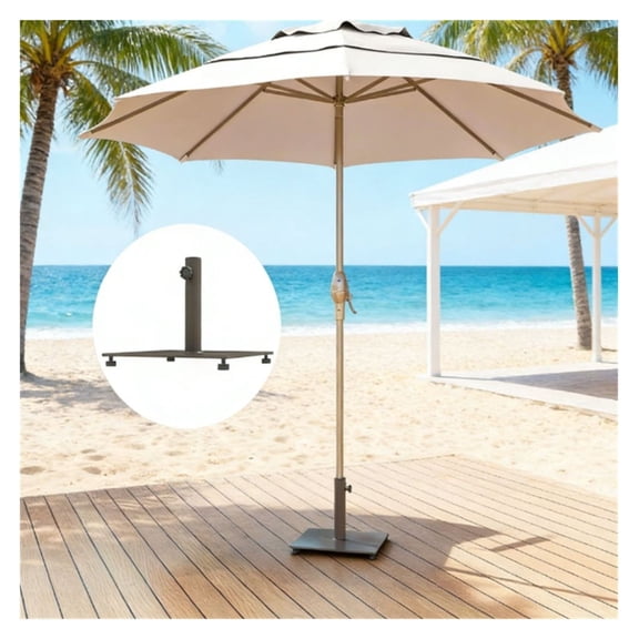Umbrella Base - 29lbs Terrace Parasol Stand, Brown Metal Outdoor Patio Base
