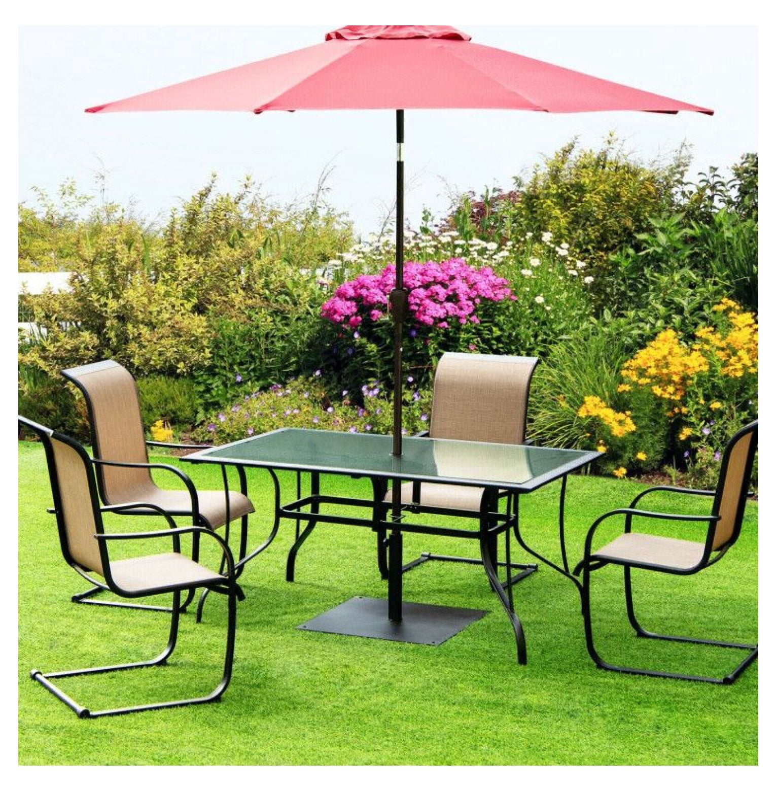 Umbrella Base 40lbs, Square Patio Umbrella Stand - Heavy Duty Steel, Hand Tightening Knob, Fits 1.4-1.9" Poles, Outdoor Backyard Use