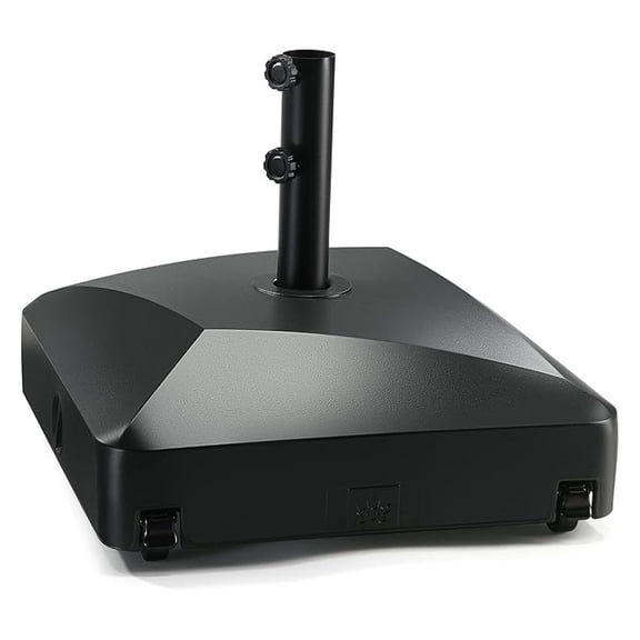 Umbrella Base - Fillable Patio Umbrella Stand with Wheels, Heavy Duty Windproof 125lbs Capacity, 2 Lockable Wheels, Fits 1.5-1.9in Pole, Classic Black