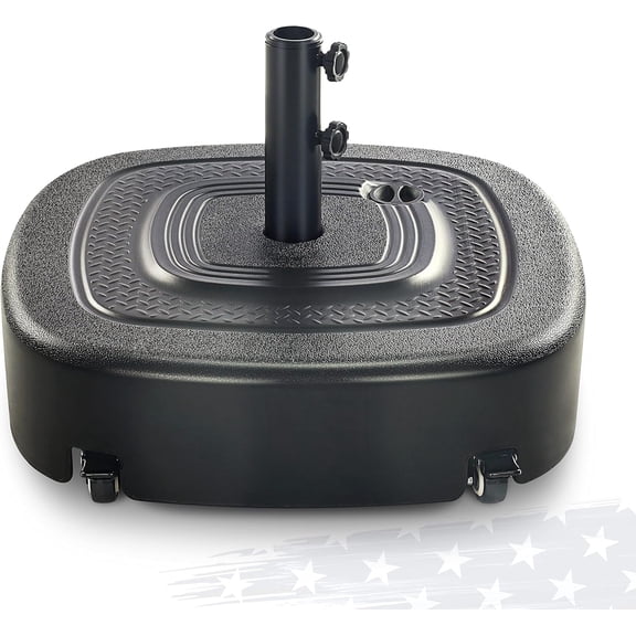 Umbrella Base with Wheels, Umbrella Stand Base Heavy Duty 18inch Windproof, Fillable Umbrella Base Mobile Square Umbrella Stand Outdoor Base for Patio, Deck, Poolside, Lawn, Fits Most Sized Umbrellas