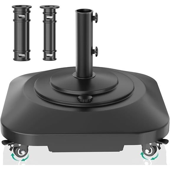 Umbrella Base with Wheels, Umbrella Stand Base Heavy Duty 100lb Windproof, Fillable Umbrella Base Mobile Square Umbrella Stand Outdoor Base for Patio, Deck, Poolside, Lawn, Fits Most Sized Umbrellas
