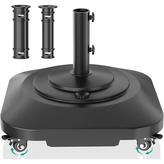 Umbrella Base with Wheels, Umbrella Stand Base Heavy Duty 100lb Windproof, Fillable Umbrella Base Mobile Square Umbrella Stand Outdoor Base for Patio, Deck, Poolside, Lawn, Fits Most Sized Umbrellas