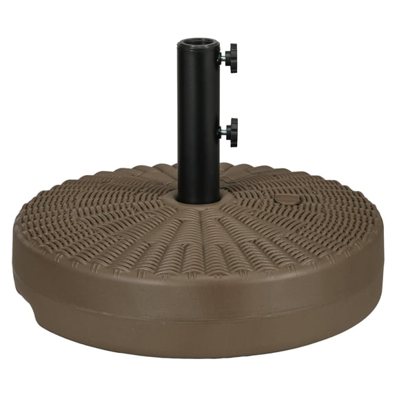 Umbrella Base for 1.5"/2" Poles, Outdoor Patio Umbrella Stand, Round Fillable Base, Heavy Duty, Brown