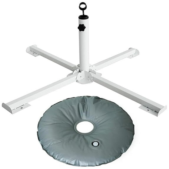 AMMSUN Beach Umbrella Stand Foldable Umbrella Holder Base for Backyard Garden patio with Weight water Bag -white