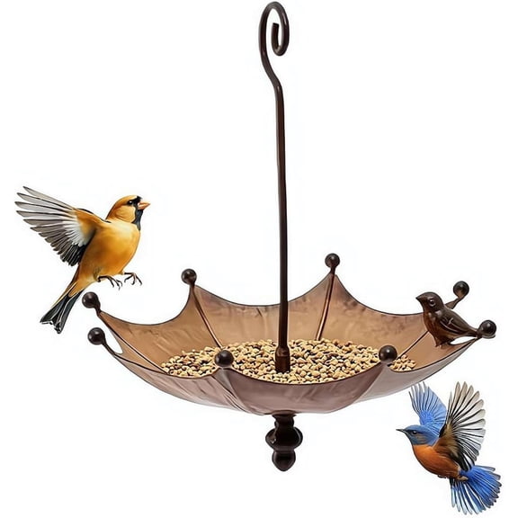 Umbrella Bird Feeder, Iron, Hanging, for Garden Porch Lawn