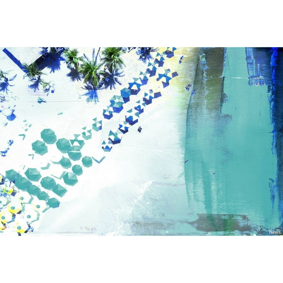 "Umbrella Blues" Painting Print on Wrapped Canvas