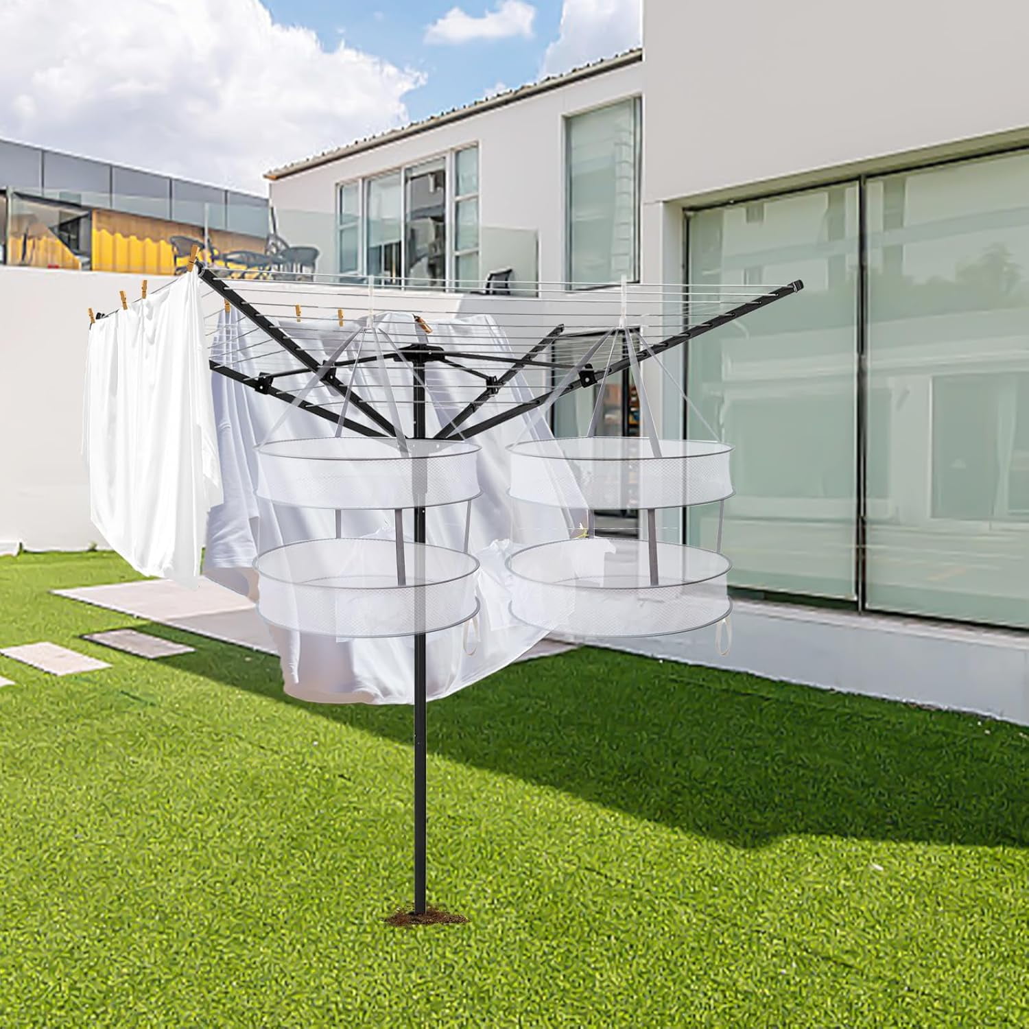 Umbrella Clothesline Outdoor |165 Feet Heavy Duty Rotary Outdoor ...