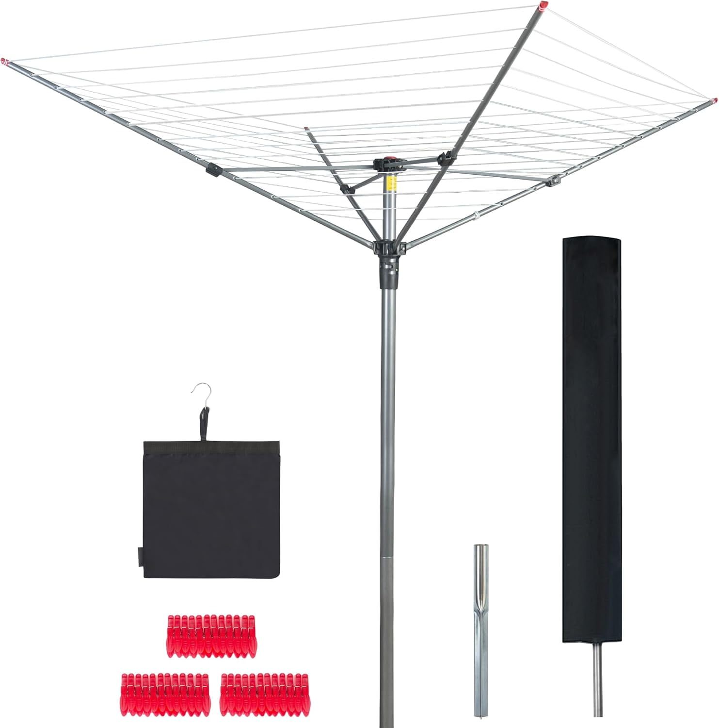 Outdoor Round Drying Rack Umbrella Clothesline Outdoor Drying Rack, 164 Feet Rotary Clothes ...