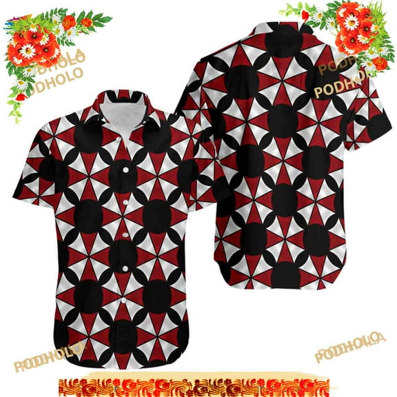 Umbrella Corporation Resident Evil Button Up Hawaiian Shirt
