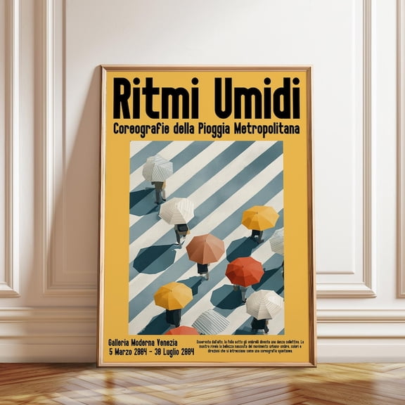 Umbrella Crowd City Rain Wall Art Print, Unframed Paper Poster 24x36in