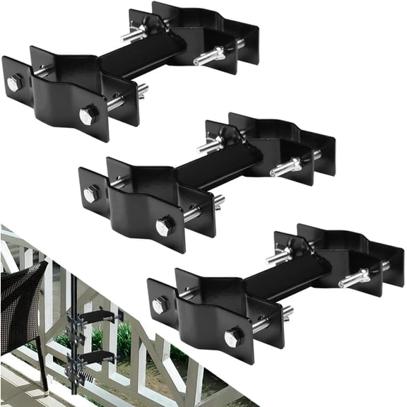 Umbrella Deck Mount, Patio Umbrella Bracket Torch Holder Attaches to Railing, Umbrella Poles Clamp Railing Mount, 3 Pack Black