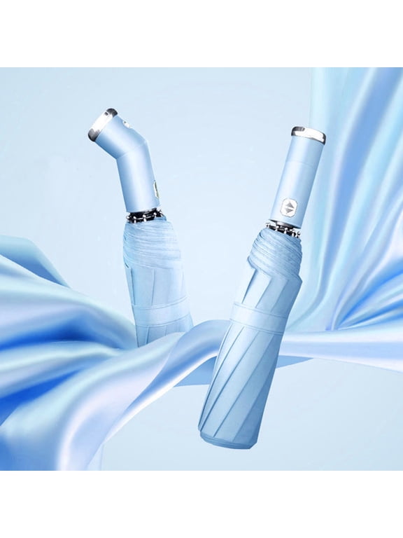 Umbrella Fully Automatic Rotatable LED Flashlight Umbrella Foldable Black Glue Sunscreen Umbrella Automatic Opening And Closing Protection And Sun Protection Outdoor Umbrella