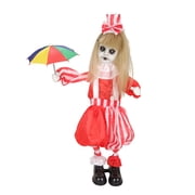 Haunted Hill Farm Red LED Battery-Powered Standing Girl with Umbrella Halloween Animatronic 3.3-Ft.