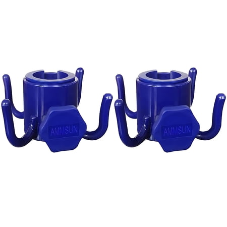 AMMSUN Beach Umbrella Hanging Hook with 4 Prongs Plastic for Towel Hat Sunglasses Bag,Blue 2 pack