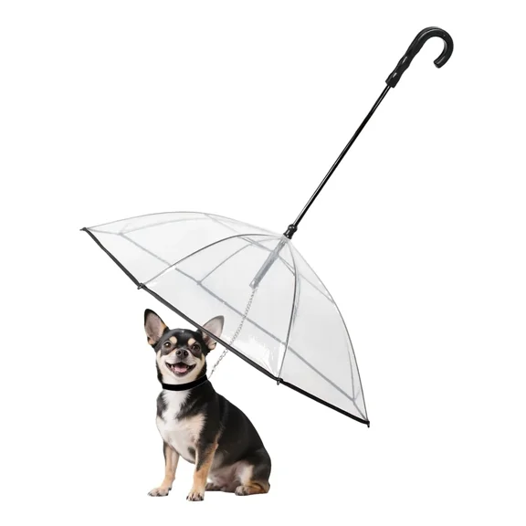Umbrella Harness for Dogs, Transparent Clear Walking Dog Raincoat for Small Breed, Rainproof Waterproof Rain/Snow Pet Gear with Adjustable Leash, Shaft Angle, for Rainy Walks Potty Trips
