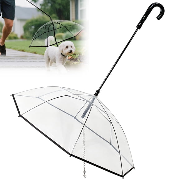 Umbrella Harness for Dogs – 29-In Canopy,Clear with Adjustable Leash & Shaft Angle for Small Breeds