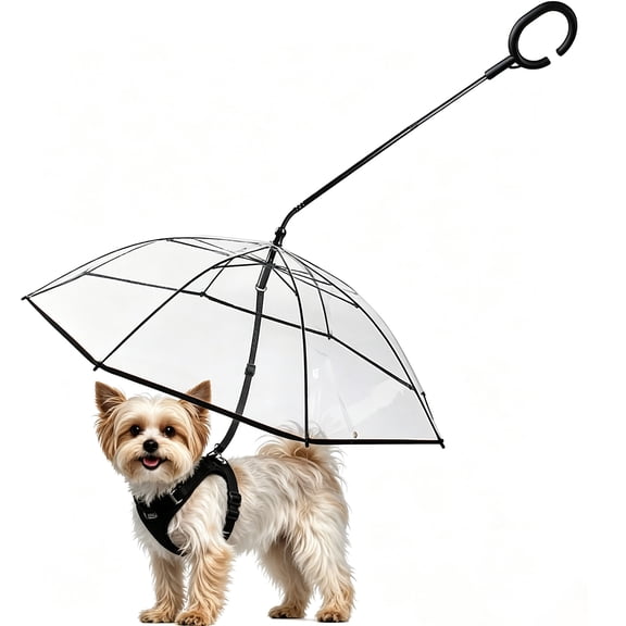 Umbrella Harness for Dogs Clear Dog Umbrella Raincoat, Waterproof with Adjustable Leash & Angle, for Small Breeds, Rainy Walks & Potty Trips