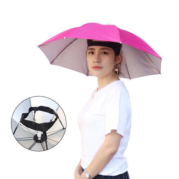 Umbrella Hat, 27" Diameter Hands-Free Umbrella Hats, Head Umbrella Hat for Kids, Men & Women, Headwear Umbrella for Sun, Rain, Beach, Golf, Fishing, Hiking, Party