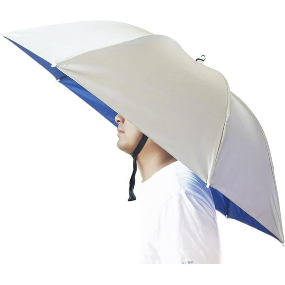 Umbrella Hat, 35.5 inch Fishing Umbrella Hat Hands Free Foldable UV Protection Umbrella Cap Adjustable Headwear for Fishing Golf Camping Beach Gardening Sunshade Outdoor