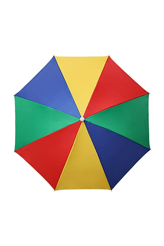 Umbrella Hat for Adult, 27" Diameter Rainbow Sports Head Umbrella Hats for Women Men, Folding Waterproof Fishing Headwear for Outdoor Party Beach Hiking