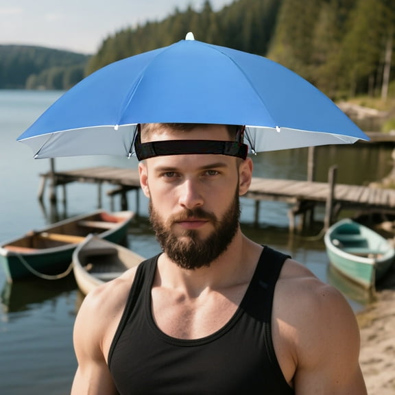 Umbrella Hat Sports Head Umbrella Hats Foldable UV Protection Headwear with Elastic Band for Kids Women Adults Outdoor Beach Hiking Camping Gardening Golf Fishing ideal
