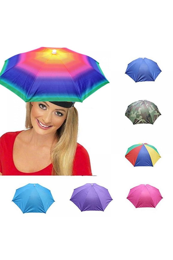 Umbrella Hat with Elastic Band, Waterproof Fishing Umbrella Hat for Adults Kids Women Men