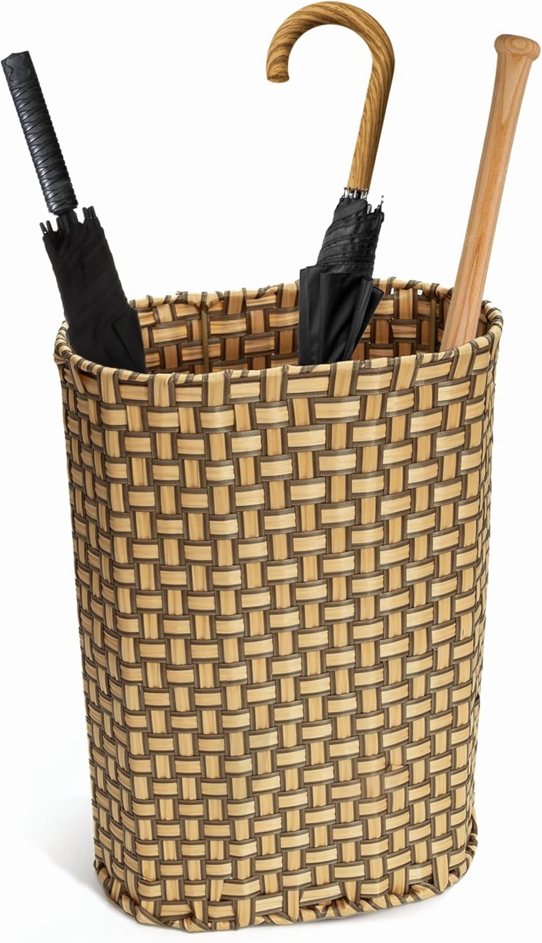 Umbrella Holder Entryway Umbrella Stand Indoor Entryway  Wicker Umbrella Bucket Basket Narrow Tall Umbrella Storage Bin Woven Faux Rattan Cane Holder Stands