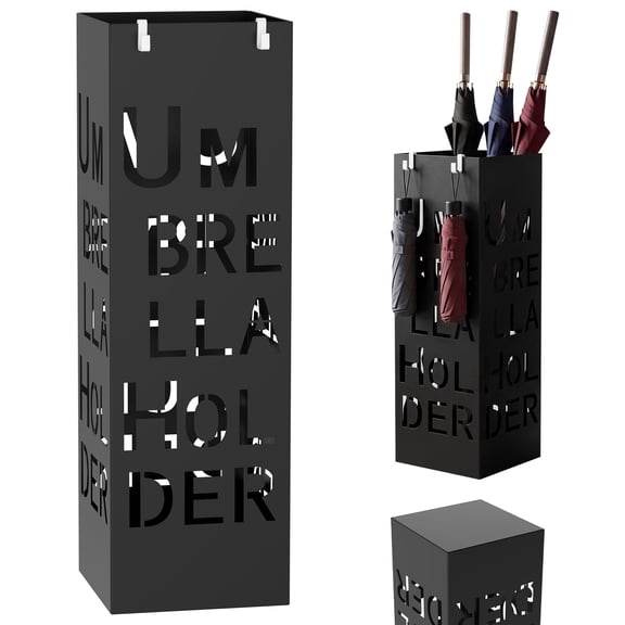 Evjurcn Umbrella Holder Metal Umbrella Stand Rack Hollowed Creative Walking Cane Organizer Rack for Home Office Entryway(19.49x6.1x6.1in)