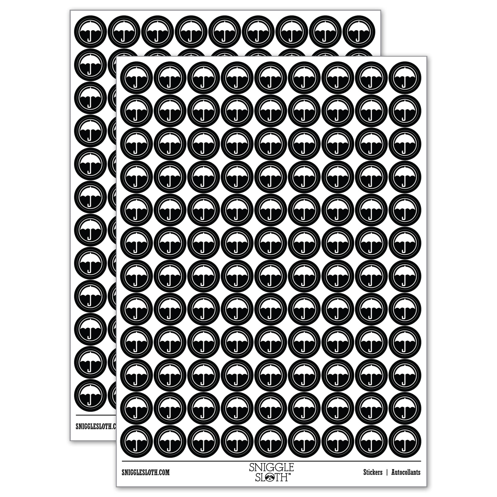 Umbrella Keep Dry Icon 200+ Round Stickers - Black - Matte Finish - 0. ...